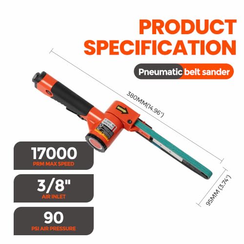 1/2"x18" Air Belt Sander with 20Pcs Zirconia 40/60/80/120 Grit Belts - size: 1/2"x18" Air Belt Sander