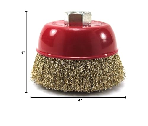 Fine Crimped Wire Cup Wheel Brush, 4x5/8 inch Metal, 1 Piece