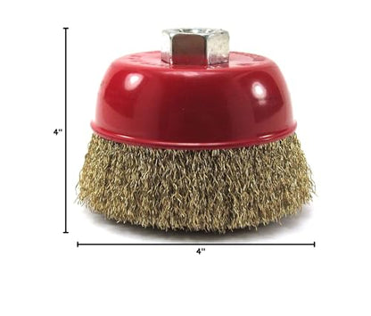 Fine Crimped Wire Cup Wheel Brush, 4x5/8 inch Metal, 1 Piece