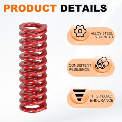 HARFINGTON 2pcs Die Spring 1/2" OD x 1.5" Free Length SMH2006, Red - size: 1/2" OD x 1.5" Free Length