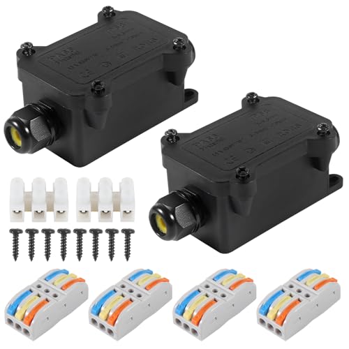 2PCS Junction Box Waterproof IP68, 2 Way Outdoor Junction Box - color: 2pcs, 2 way