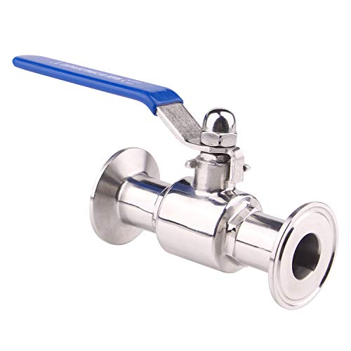 DERNORD 1.5" Tri-Clamp Ball Valve Stainless Steel 304,PTFE Lined. (1 inch Tube OD) - size: 1 inch Tube OD