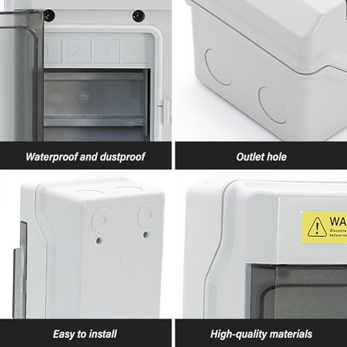 Din Rail Box 8x4x4 Inch Waterproof Circuit Breaker Box PC Plastic Outdoor Din Rail Enclosure for Communication Enclosure Small Breaker Outdoor Circuit