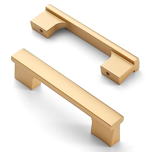 Asidrama 10 Pack 3.75 Inch(96mm) Matte Champagne Gold Kitchen Cabinet Handles Gold Cabinet Pulls Cabinet Hardware for Cupboard Drawer - color: Gold, size: 3.75" Hole Center(96mm)