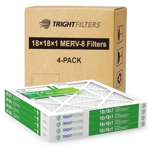 TRIGHTFILTERS 18x18x1 Air Filter 4 Pack, MERV 8 Filter Replacement - size: 18x18x1-4pack