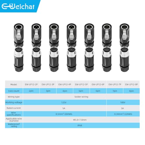 LP12 5PIN Industrial Waterproof Connector IP68 Quickly Plugging Aviation Connector Solder-Assembly M12 5PIN Circular Connector Fast Release Electrical Connector Male Plug&Female Socket - size: 5 Pin, style: Male Plug / Female Socket