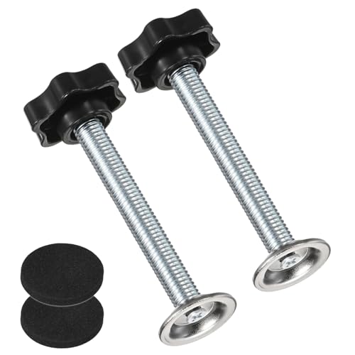 M METERXITY 2-Pack Star Handle Hand Screws, M10x75mm Carbon Steel Thread Star Clamping Knobs with Screws, Pressure Plate and Rubber Pad for Woodworking/Mechanical Equipment [Black] - size: M10 x 75mm