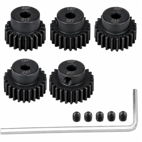 5PCS 48P Pinion Gear Set 21T-25T, 3.175mm Bore Hardened Steel for RC - size: 21 22 23 24 25T