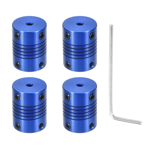 Flexible Shaft Coupling(3mm|3mm): 4 Pcs Blue Aluminum Alloy - color: Blue, size: 3mm x 3mm (19mm OD, 25mm L)