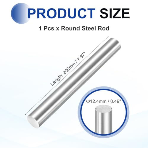 MECCANIXITY Round Steel Rod, 12.4mm x 200mm HSS Lathe Bar Stock Tool - size: 12.4mm x 200mm