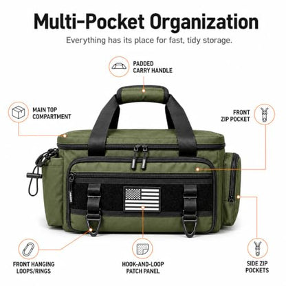 Tool Bag with Anti-friction Bottom, Durable Handle Tool Bags for Men with Shoulder Strap Tactical Range Bag, Multi-purpose Work Tote for Repairman, Carpenters, Handyman. (Ranger Green) - color: Ranger Green