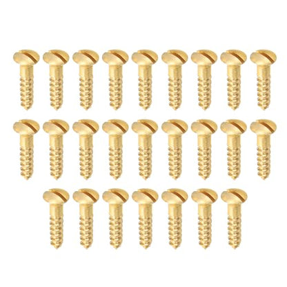 PATIKIL M3.5 x 16mm Slotted Wood Screw, 25 Pack Solid Brass Oval Head - size: M3.5x16mm