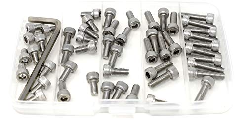 iexcell 50 Pcs M5 x 8/10/12/16/20mm Thread Pitch 0.8 mm Stainless Steel 304 Hex Socket Head Cap Screws Bolts Assortment Kit - size: M5 x 8/10/12/16/20mm