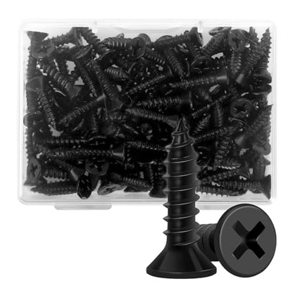 Wood Screws 5/8 Inch, 100PCS, FIXLINK #6 x 5/8" Flat Head Black Screws - size: #6 x 5/8"