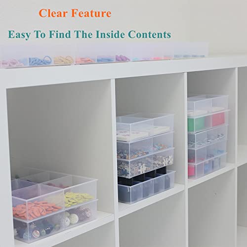 2 Pack Fixed 24 Grids Clear Plastic Organizer Sorting Tray and Transparent Storage Divider Box Container Case for Hardware, Craft, Sewing Kit,Office Supplies, Small Parts - size: Fixed 24 Grids