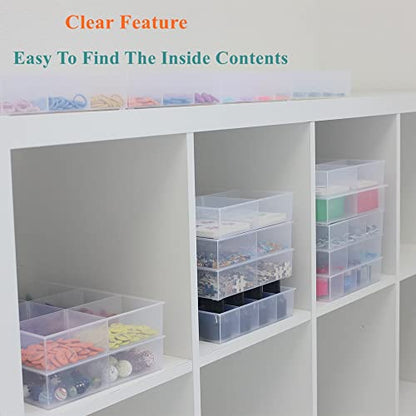 2 Pack Fixed 24 Grids Clear Plastic Organizer Sorting Tray and Transparent Storage Divider Box Container Case for Hardware, Craft, Sewing Kit,Office Supplies, Small Parts - size: Fixed 24 Grids