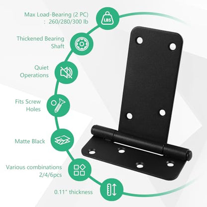 5“ Gate Hinges,260 Lbs Capacity,6 Pack Matte Black Heavy Duty Hinge - size: 5“-6 pcs-Matte Black