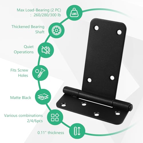 5“ Gate Hinges,260 Lbs Capacity, 4 Pack Heavy Matte Black Hinges - size: 5“-4 pcs-Matte Black