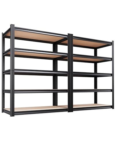 Set of 2 Garage Shelving-2050LBS 5 Tier Storage Shelves,Adjustable Heavy Duty Metal Shelving Unit and Storage Large Rack,Utility Steel Shelf For Shop Warehouse Industrial Pantry Basement 71"x35"x16" - size: 35"Wx16"Dx71.2"H