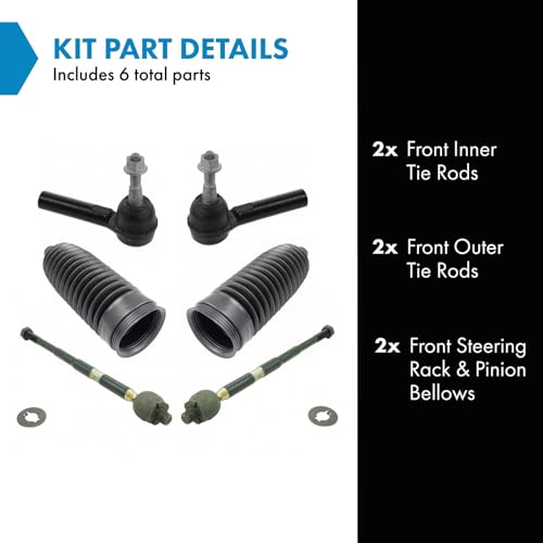 TRQ Front Steering Kit Steering Rack & Pinion Bellow Tie Rod - style: PSA27306