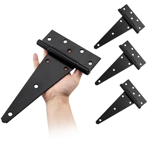 HOME MASTER HARDWARE 10" Heavy Duty Gate Hinges, 4 Pack T Strap Hinges - size: 10 in-4 Pack