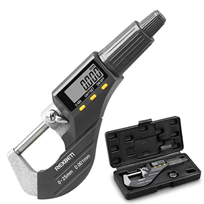 REXBETI Outside Micrometer, Ultra-Precision Carbide Tipped Measuring Tool - size: 0-1"