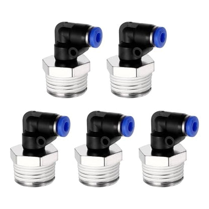 5Pcs Male Elbow Push to Connect Fitting Fit 4mm OD Tube 1/2" NPT - color: Blue, size: 4mm OD x 1/2" NPT