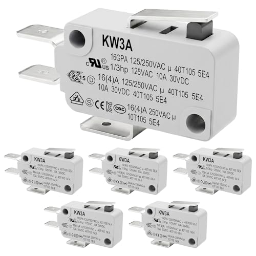 6 Pack Short Hinge Lever Micro Switch, 16A 125/250V SPDT - size: V-151-1C25