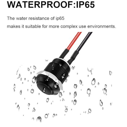 Gebildet 3Pcs Prewired IP65 Waterproof Push Button Latching Self-Locking Aluminium Alloy Push Button On Off 12mm 2A 12V/24V/125V/250V AC (High Head) - color: Black-Latching