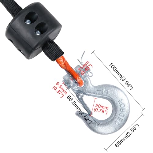1/4" Synthetic Winch Rope 50 ft 10,000 lb UHMWPE Winch Cable Replacement Kit with Steel Hook, Rubber Stopper, Protective Sleeve, Compatible with ATV UTV Truck Winches, Orange - color: Orange, size: 1/4 In x 50 Ft with Hook