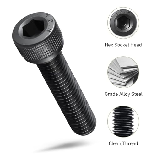 1115Pcs M2.5 Screws Assortment Kit,Hex Socket Head Cap Screws Bolts Nuts Washer Set,12.9 Grade Alloy Steel,Black Oxide M2.5 x 4/6/8/12/16/20/25mm,for 3D Printer,DIY Project - size: M2.5 1115PCS Socket Black