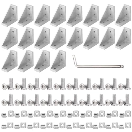 20Set 2040 Corner Bracket Connector for 2040 Aluminum Extrusion Accessories Silver (2040 Silver C) - color: Silver, size: 2040 20 Set C