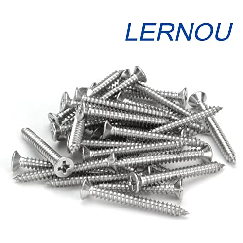 #4 x 1-1/2" (M3x40mm) 304 Stainless Steel Flat Head Wood Screws, 70pcs - size: #4 x 1-5/8''-100pcs