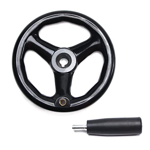 Othmro 1Pcs Round Three Hand Wheel 0.71in Center Hole Diameter 7.87in Handwheel Diameter Black PP 3 Spoked Lathe Handwheel Hand Wheel with Revolving Handle for Milling Machine Lathes Grinders - color: 0.7*7.8