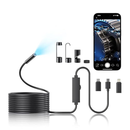 Endoscope Camera with Light-1920P HD Borescope 8mm Miniature Camera Head - size: 16.4FT-SL