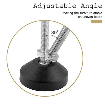 Bonsicoky M8 Metal Adjustable Leveling Feet, Black, 3.2" x 1.9", 4 Pcs - size: M8,3.2" Height