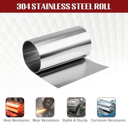 304 Stainless Steel Foil Roll, 0.08mm x 100mm x 3.5M Stainless Steel Sheet, Metal Foil for Crafts, Electronic Equipment, Industry Machinery, Hardware - size: 0.08mm x 100mm x 3.5M