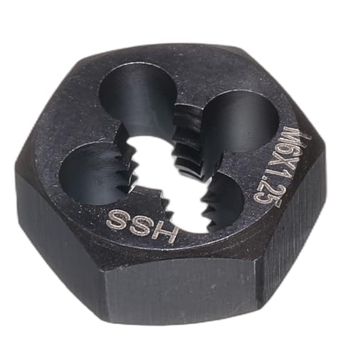 HARFINGTON Hex Threading Die M6 x 1.25 Metric Thread Right Hand High Speed Steel Rethreading Fixed Die Screw Cutting Tapping Repair Tool - size: M6 x 1.25