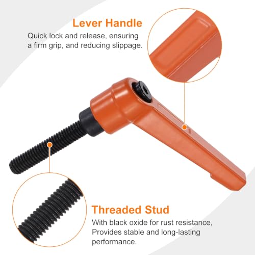 uxcell Clamping Lever Handles for Lathe, M6x32mm Male Thread Orange - size: M6x32mm