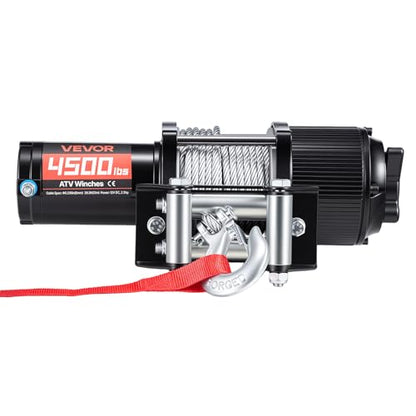 VEVOR 4500 lbs Electric Winch, 12V DC ATV/UTV Winch with Φ0.24 in x 39.4 ft Steel Wire Rope, Wireless & Wired Remote Control, IP54 Waterproof, Roller Fairlead Mount Plate for Towing ATV UTV Off-Road - size: 4500lbs