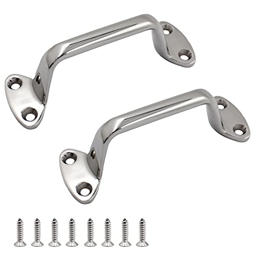 SHENGHUISS 2 Pack 5.8 INCH (148MM) Solid 316 Stainless Steel Marine Grade Boat Grab Handle Polished Marine Heavy Duty Grab Bar Handrail W/Screws Boat Yacht Accessoies - color: C-6 inch 2 Pack