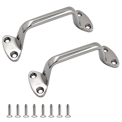 SHENGHUISS 2 Pack 5.8 INCH (148MM) Solid 316 Stainless Steel Marine Grade Boat Grab Handle Polished Marine Heavy Duty Grab Bar Handrail W/Screws Boat Yacht Accessoies - color: C-6 inch 2 Pack