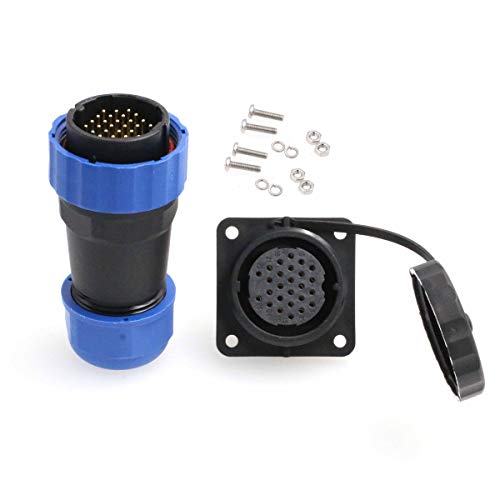 HangTon HE29 26 Pin Power Plastic Connector Outdoor Waterproof IP68 Circular Male Female Wire Plug Panel Socket with 4-Screw (26 pin 5A 250V) - size: 26 pin 5A 250V