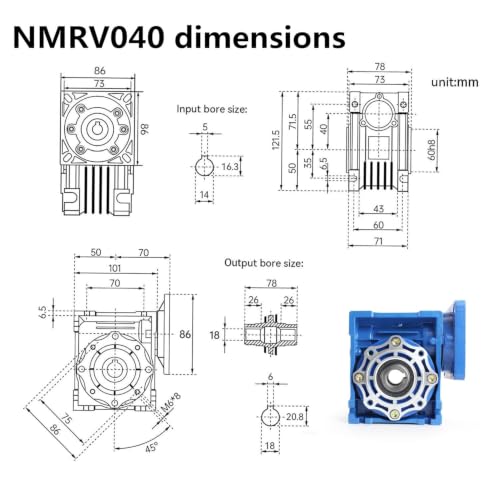 CNCTOPBAOS NMRV040 Worm Gear Reducer Gearbox 30:1 for Nema34 Stepper Motor - style: 30:1