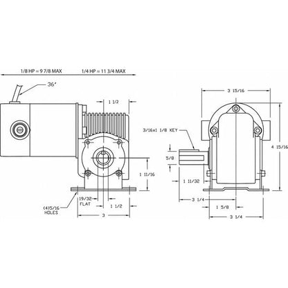 Dayton 3XA81 Gearmotor,40rpm, 90vdc - 3XA81