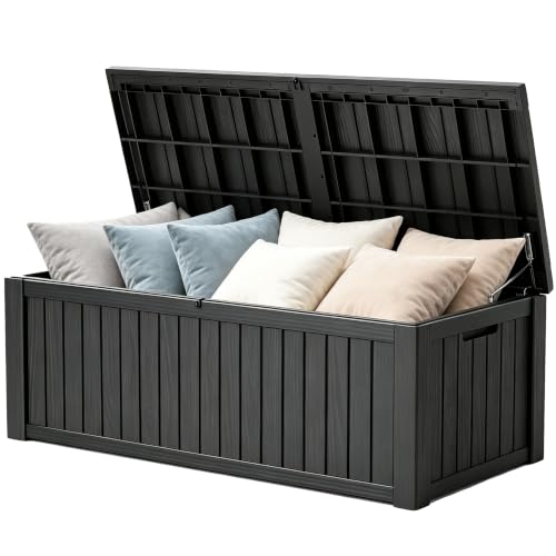 Outdoor Storage Waterproof Deck Box for Patio (230 Gallon, Black) - color: Black, size: 230 Gallon