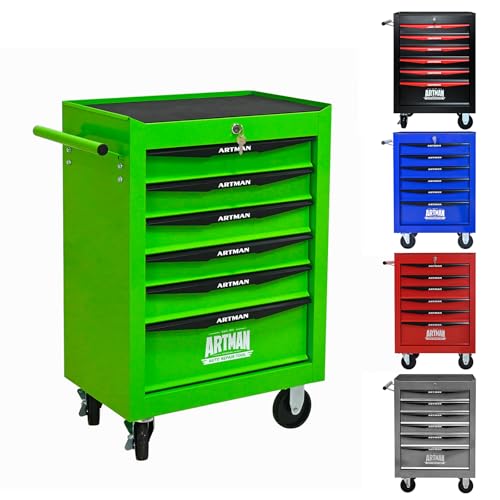 6-Drawer Rolling Tool Chest, Lockable for Garage,Green - color: Green, size: 6-Drawers