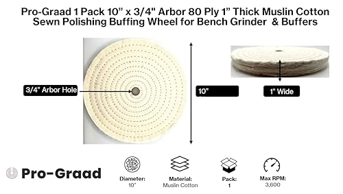 10" x 3/4" 80-Ply Fine Muslin Buffing Wheel, 1 Pack