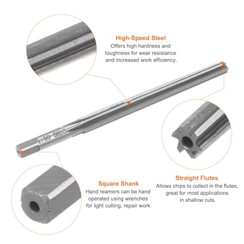 HARFINGTON Tapered Hand Reamers 1:50 5mm Small Dia 6.2mm Big Dia Straight Flute High Speed Steel (HSS) Slope Pin Reamer for CNC Metal Workshop Tools - size: 5mm - 6.2mm