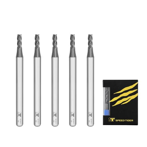 SPEED TIGER Micrograin Carbide Square End Mill - 4 Flute - ISE7/64 4T (5 Pieces, 7/64") - for Milling Alloy Steels, Hardened Steel, Metal & More – Mill Bits Sets for DIYers & Professionals - size: 7/64 in